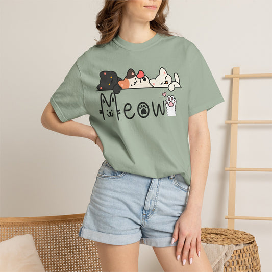 Meow Cat Trio Graphic T-Shirt — Cute Kawaii Kitty Tee