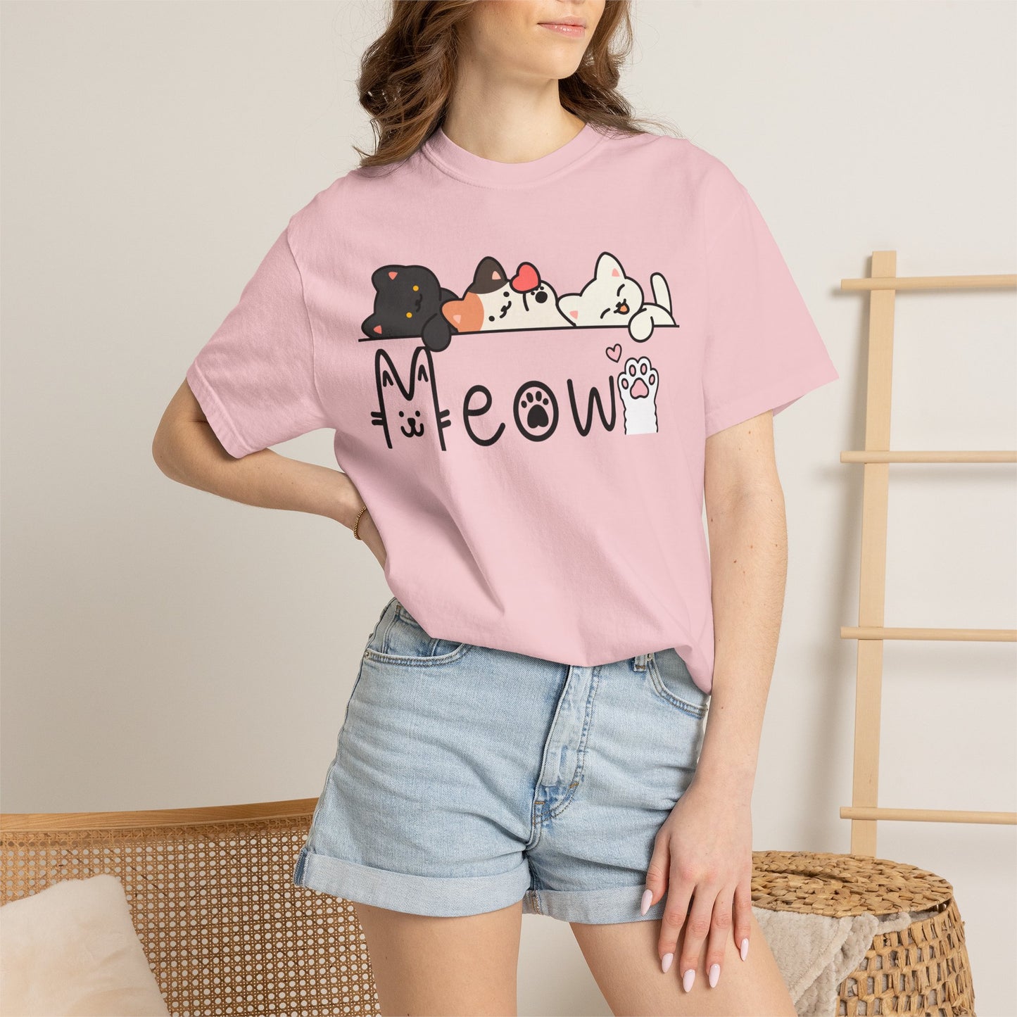 Meow Cat Trio Graphic T-Shirt — Cute Kawaii Kitty Tee