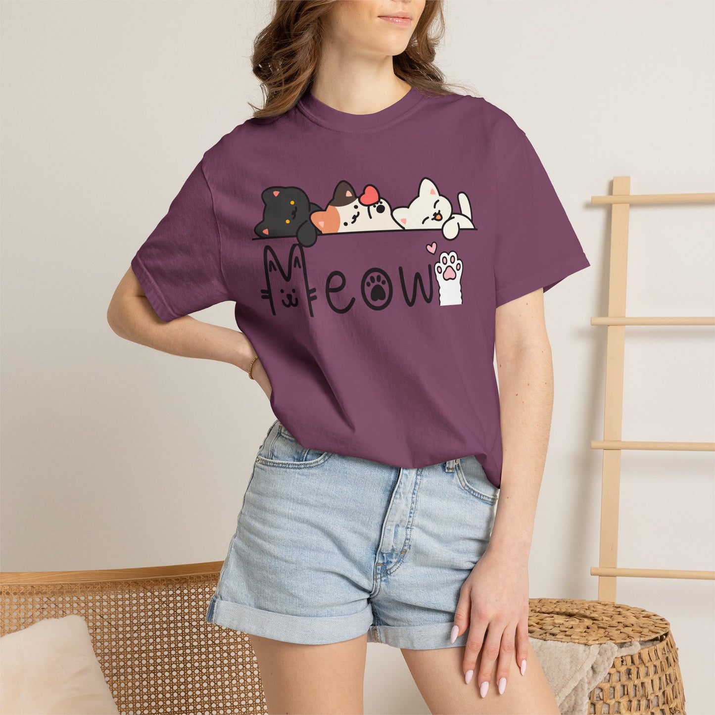 Meow Cat Trio Graphic T-Shirt — Cute Kawaii Kitty Tee