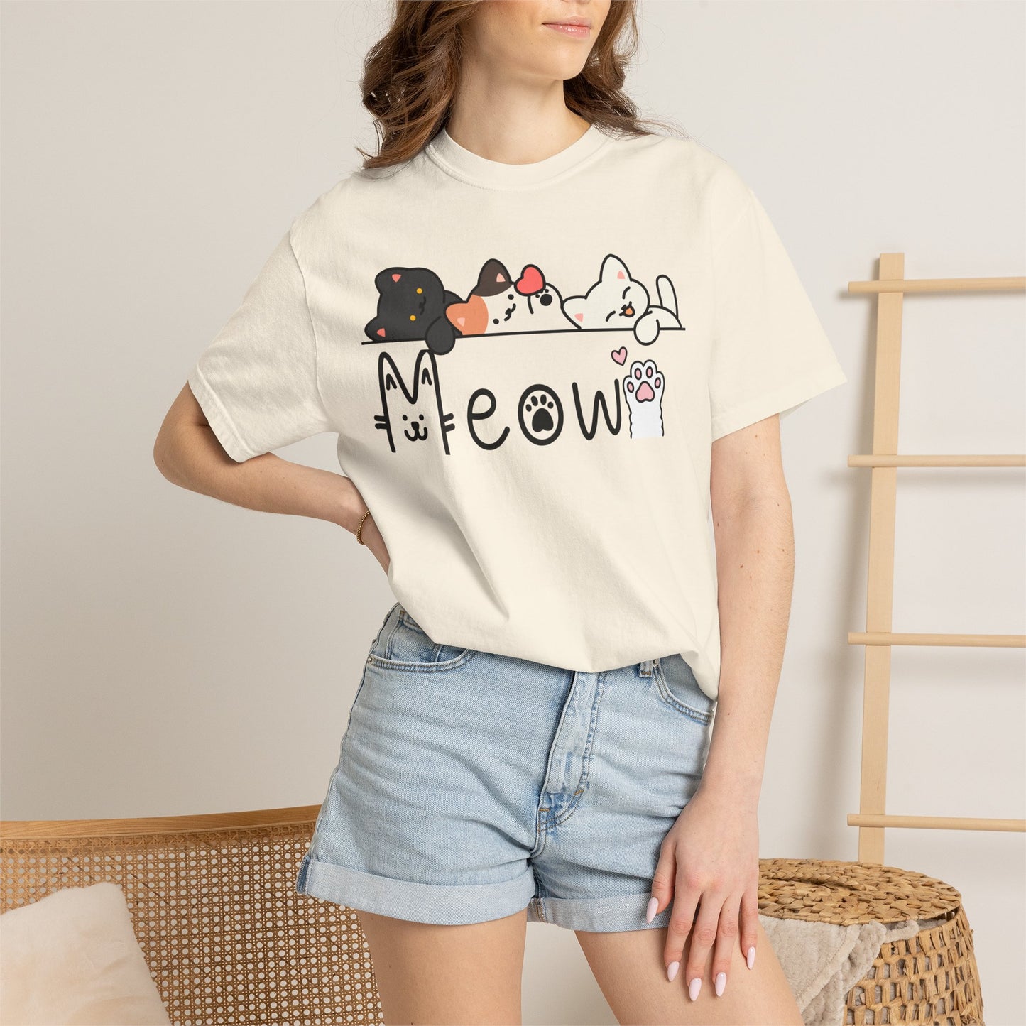 Meow Cat Trio Graphic T-Shirt — Cute Kawaii Kitty Tee