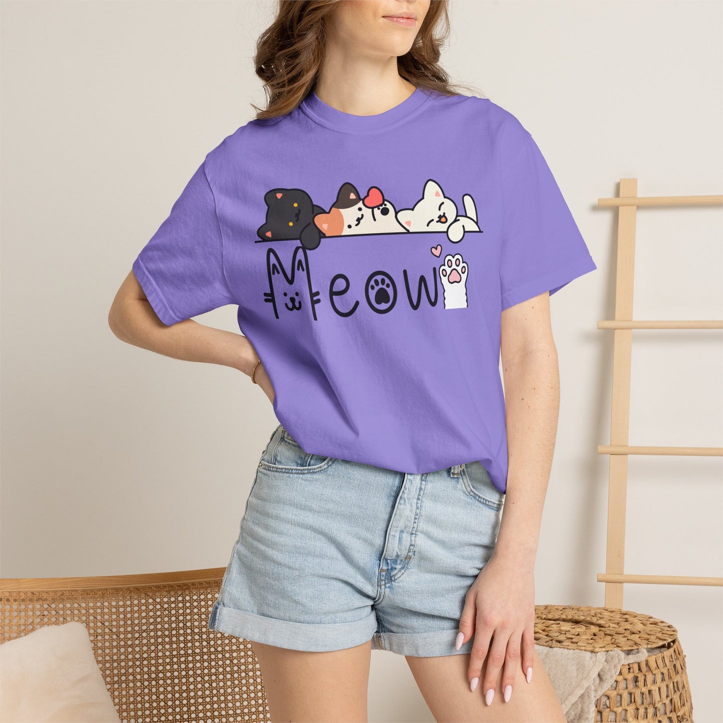 Meow Cat Trio Graphic T-Shirt — Cute Kawaii Kitty Tee