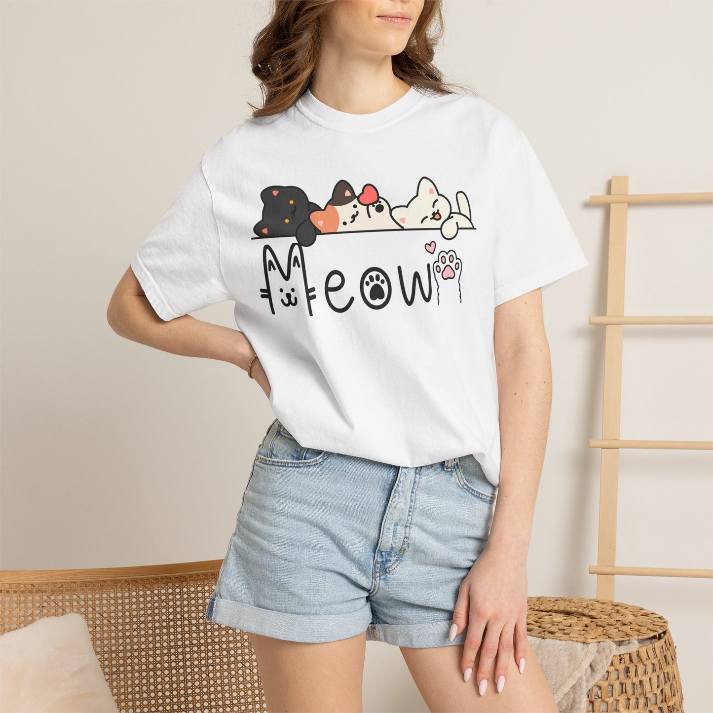 Meow Cat Trio Graphic T-Shirt — Cute Kawaii Kitty Tee