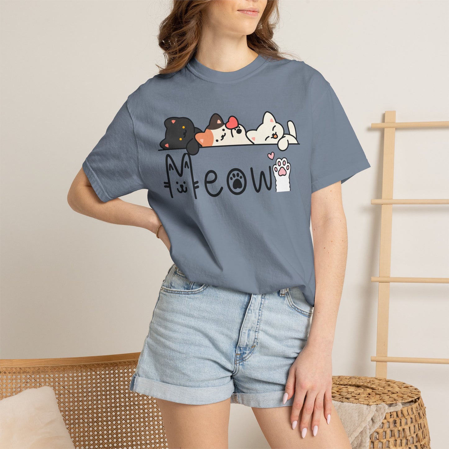 Meow Cat Trio Graphic T-Shirt — Cute Kawaii Kitty Tee