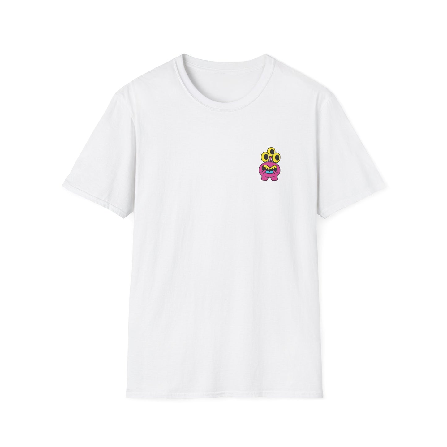 Cute Alien Pocket Tee — Small Colorful Cartoon Monster Chest Print T-Shirt