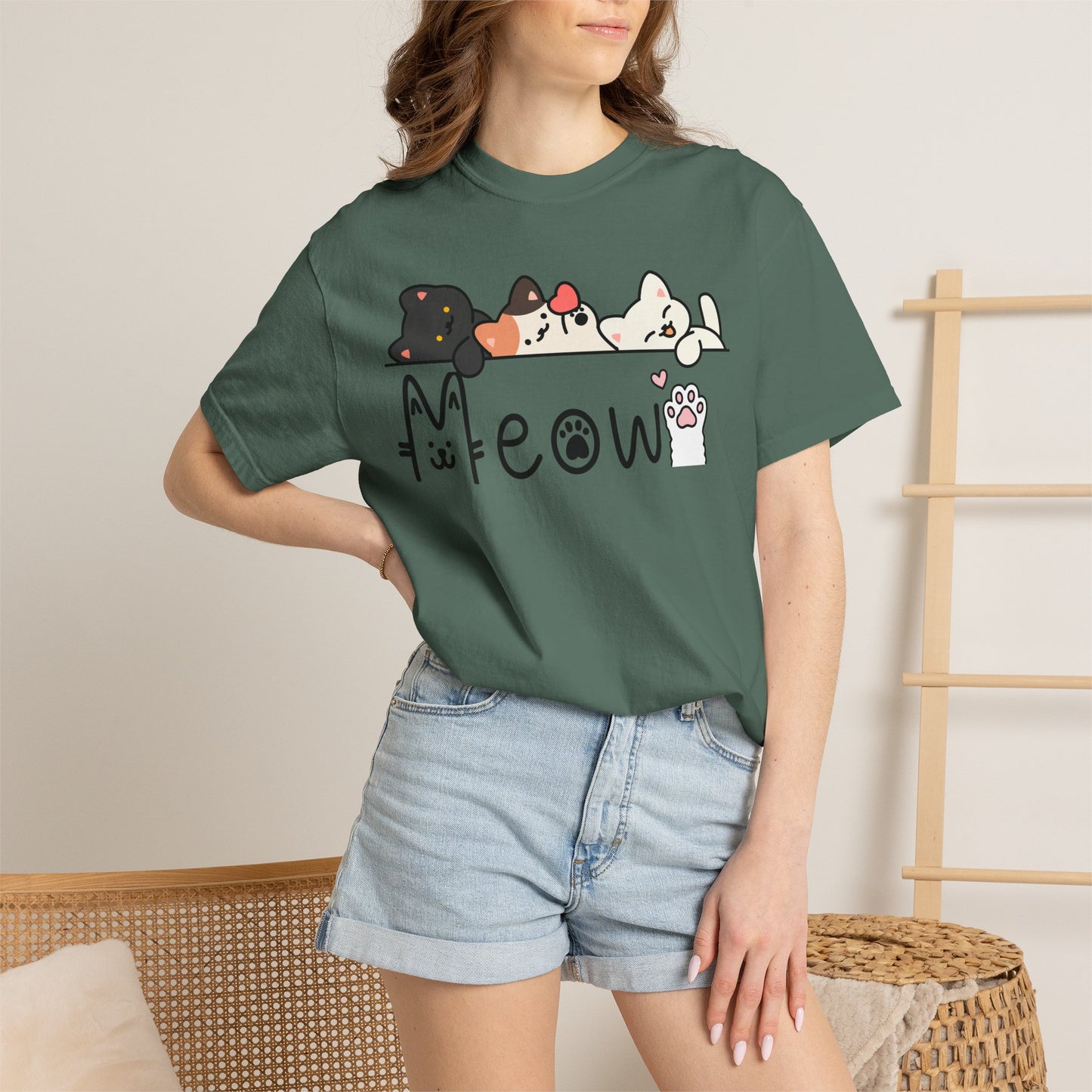 Meow Cat Trio Graphic T-Shirt — Cute Kawaii Kitty Tee